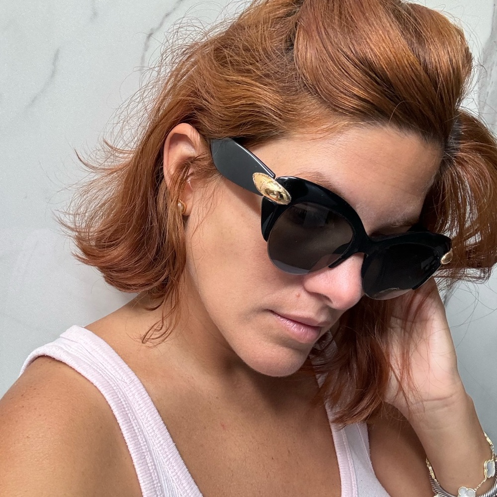 Pomellato Black and Gold Sunglasses Round Frame